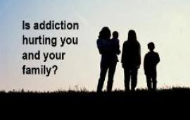 Silhuette of family "is addiction hurting you and your family?"