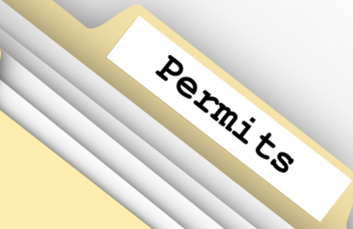 Manilla Folder Labeled Permits with Files
