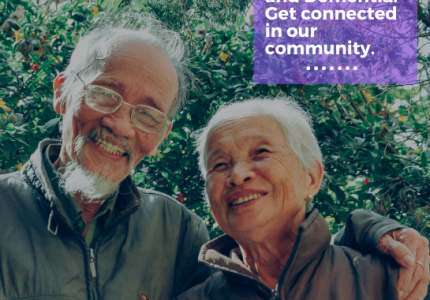 Elderly couple. Social isolation and depression are risk factors for Alzheimer's and dementia get connected in our community