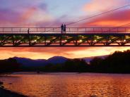 Bridge over Sacramento River at sunset