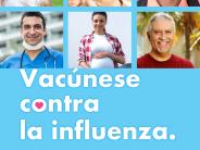 Spanish version of Get a flu shot photo showing people of all ages 