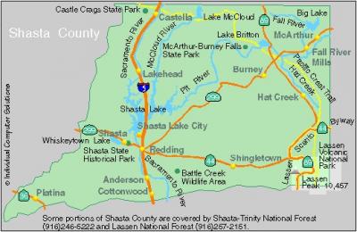 Map of Shasta County