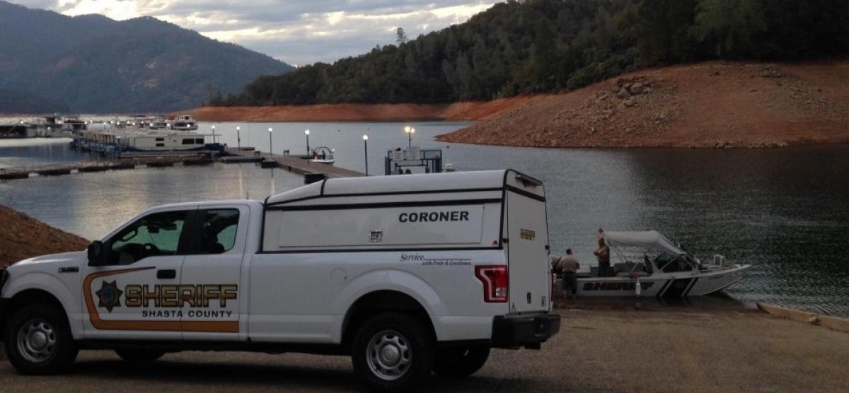 Coroner truck at Shasta Lake