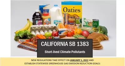 Food displayed out with text SB 1383