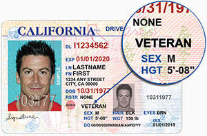 California Veterans Driver's License example